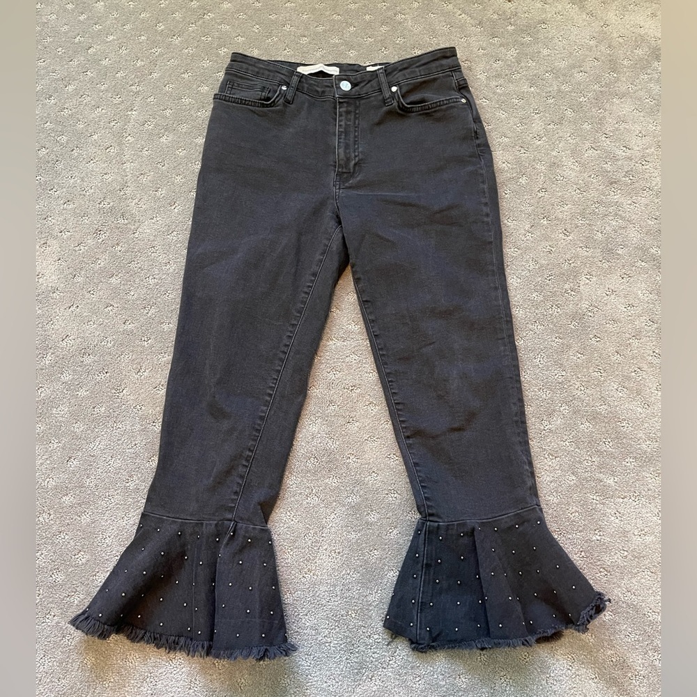 Pilcro and the Letterpress Crop Studded Flare Jeans | Size 27